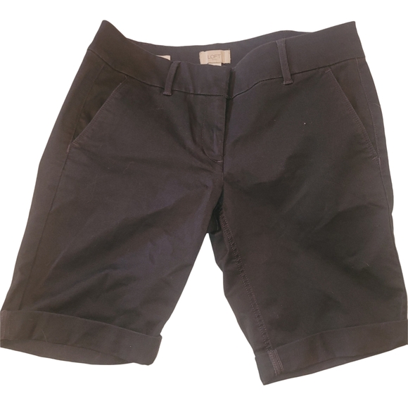 LOFT Bermuda Roll Black Shorts 4 - Picture 1 of 3